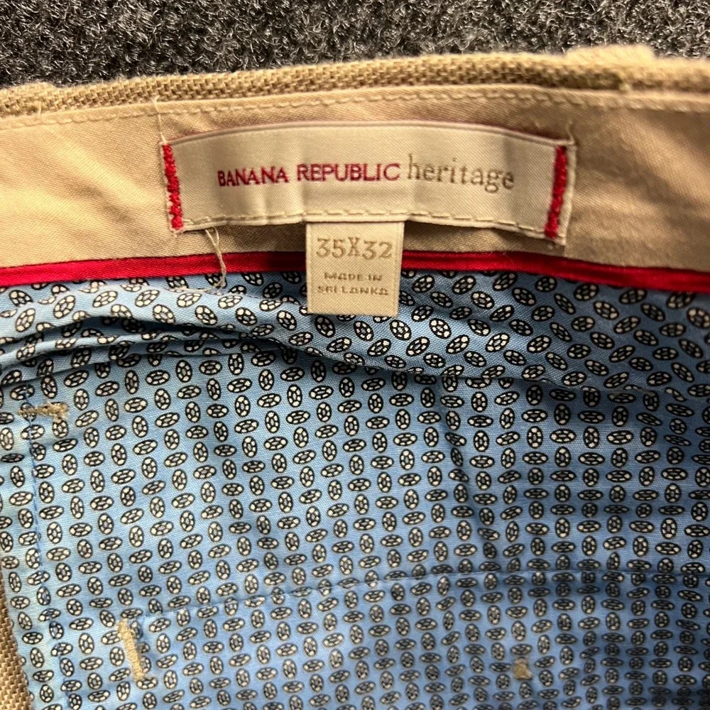 Vintage Banana Republic Heritage Mens 35x32 Khaki Linen Straight Pants 951019-00
